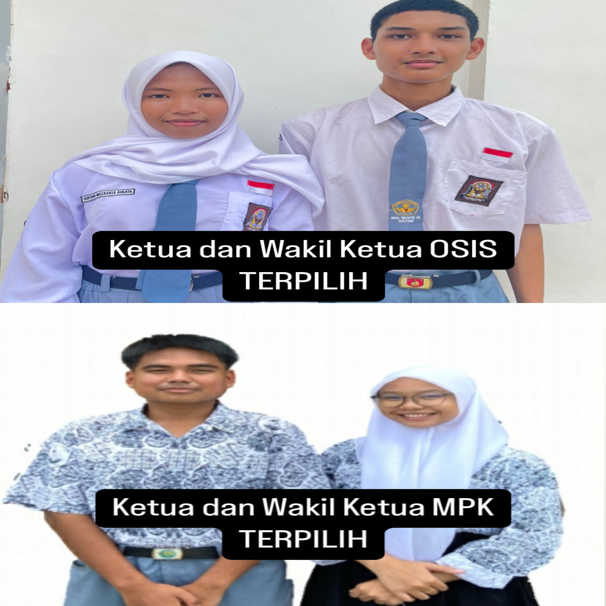 Rekap suara pemilihan Ketua OSIS dan Ketua MPK SMA Negeri 26 Batam